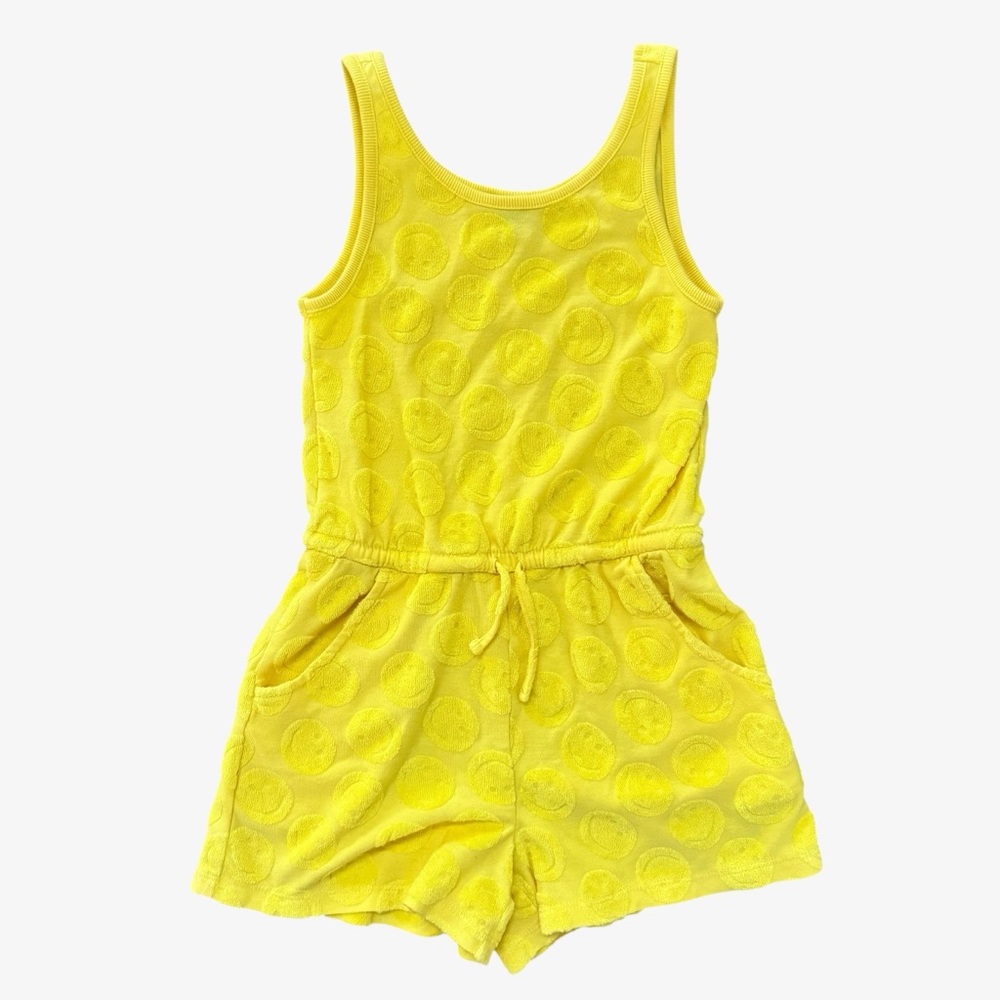 Old Navy Yellow Smiley Face Terry Romper 8